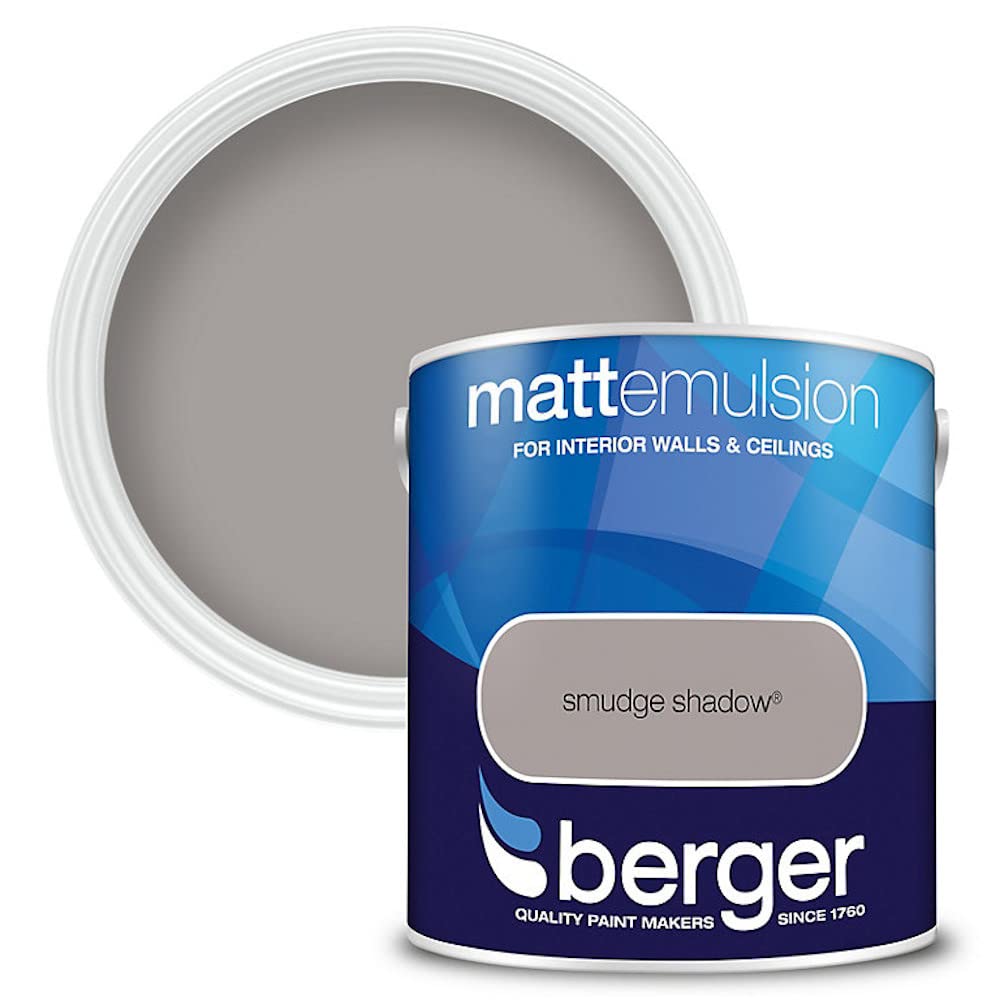 Berger Walls & Ceilings Smudge Shadow Matt Emulsion Paint - 2.5L - Grey