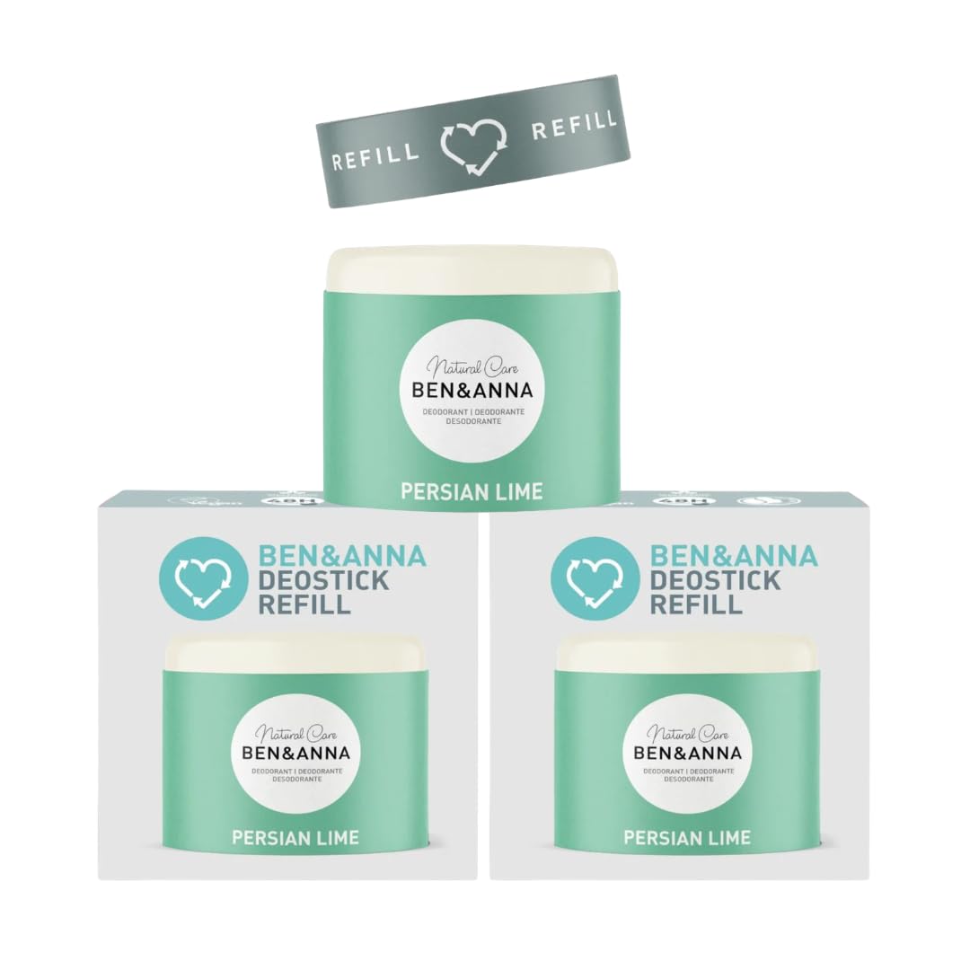Ben & Anna Deo Refill 3er Pack – je 40 g Nachfüllstick „Love Me“ • plastikfrei, aluminiumfrei & vegan • Fruchtig-blumiger Duft • Kompostierbare Verpackung • Natürlich & nachhaltig
