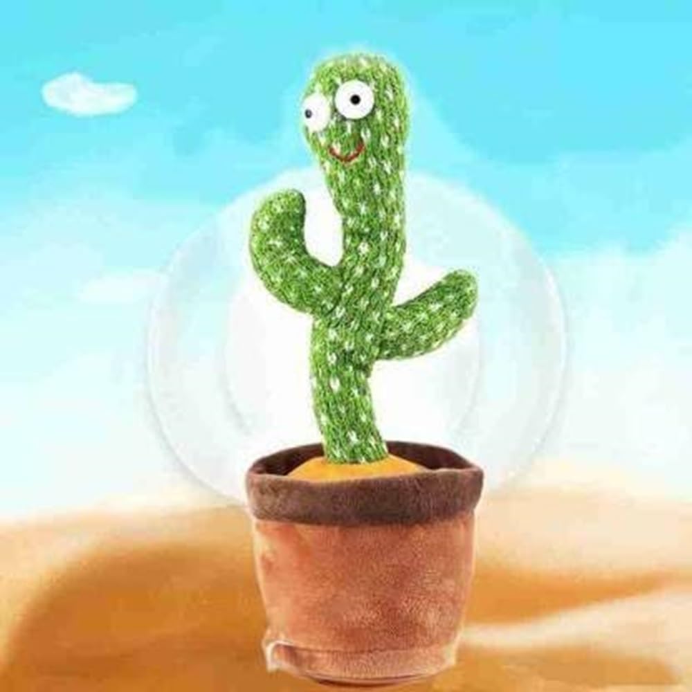 Cactus Repeat, Talking Cactus Toy, Repeat+Recording+Dance+Sing, Wriggle Dancing Cactus with Cap Repeat What You Say (Green)