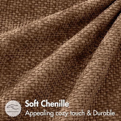 Image of MIULEE Pack of 2 Couch Throw Pillow Covers 18x18 Inch Neutral Golden Brown Boho Accent Decorative Pillow Covers Soft Chenille Farmhouse Cushion Covers for Home Decor Bed Sofa Living Room