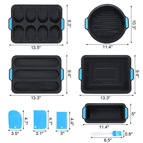 Duerer Silicone Bakeware Set, Cake Molds for Baking, Nonstick Baking Pans Tray, Food Grade Donuts Toast Muffin Pizza Tiramisu Mold Best Gift for Party, BPA Free