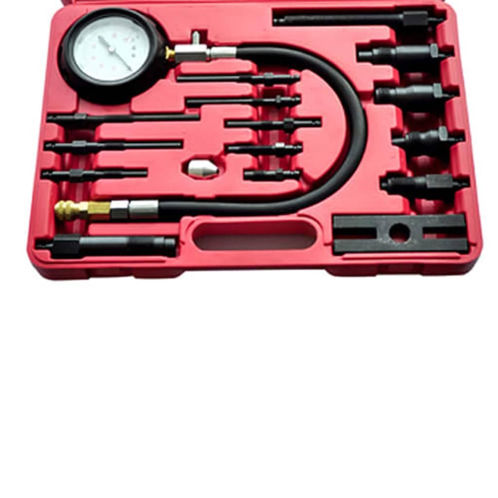 vidaXL Tester di Compressione Set 17 pz per Motori Diesel Manometro Pressione