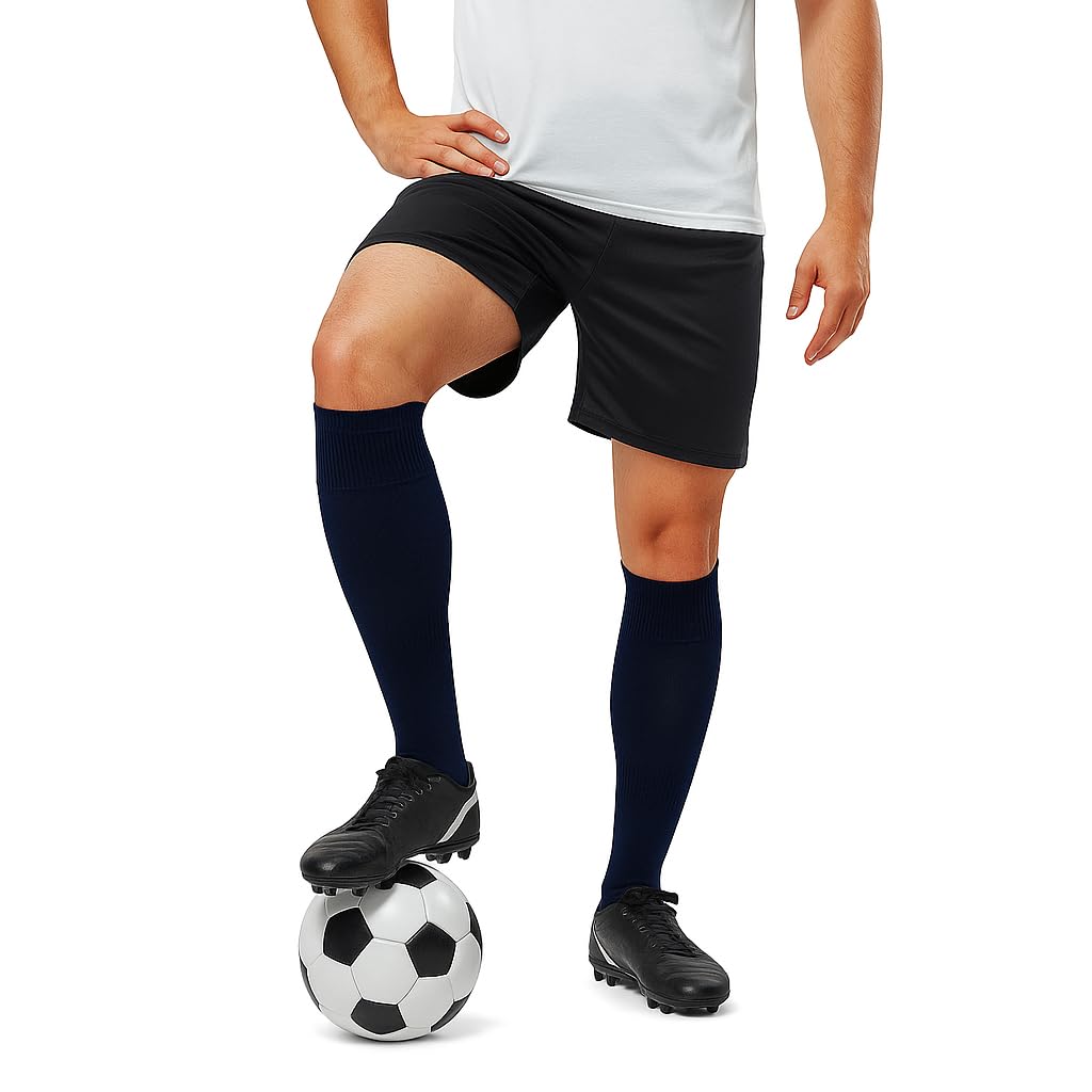 Nextage Football & Hockey Socks, Long Over Knee Length, Black, Lycra Streachable Material, Pair-picture-30