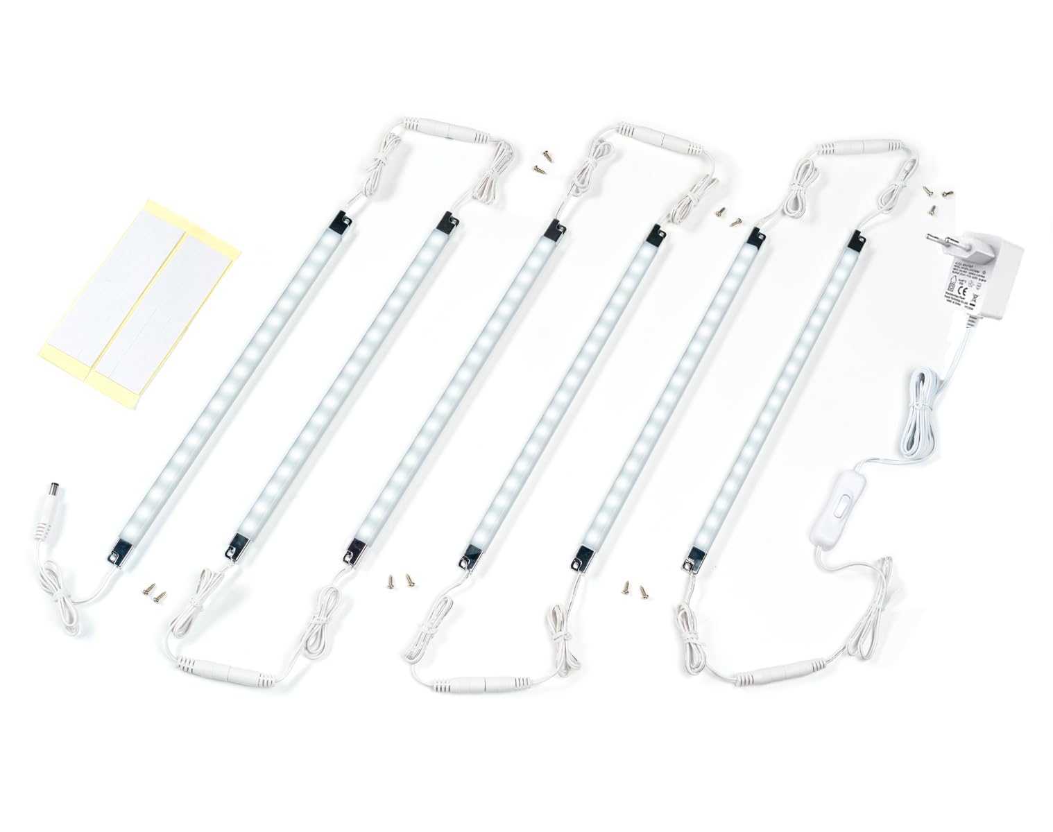 LED bajo vitrina, kit de 6 tiras de LED para muebles de iluminación, Linkable, color blanco 6000K