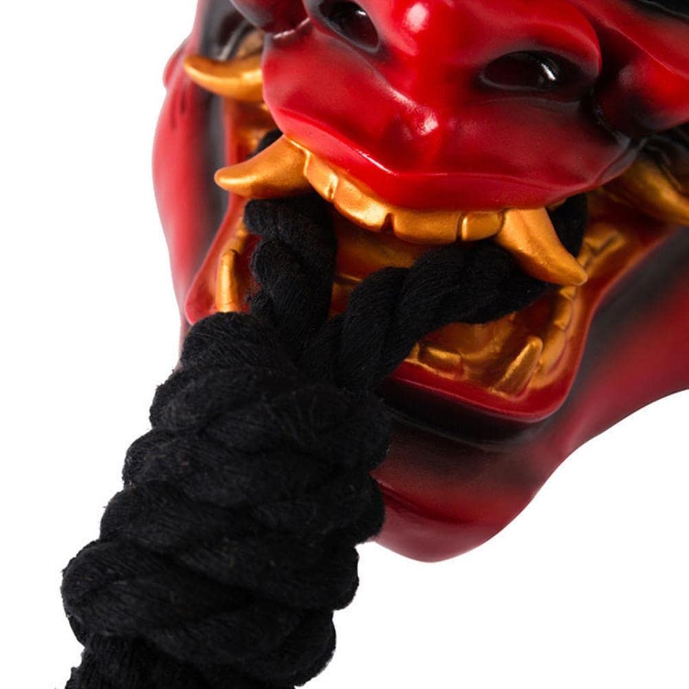 SHARRA Prajna - Máscara Japonesa de Demonio Hannya Oni Samurai Kabuki de Látex con Cordón para Disfraz de Carnaval, Halloween y Fantasmas