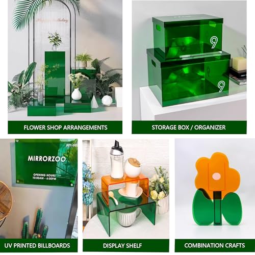 Image of 6 PCS Transparent Green Cast Acrylic Sheets 8 inch x 12 inch x 0.118 inch, Plexiglass Plastic Sheet for Laser Cutting, Engraving Signs, DIY Projects.
