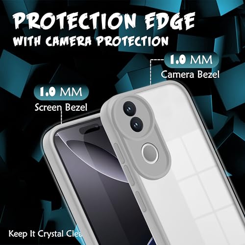 Image of V-TAN Back Cover for Vivo V50 5G Compatible Case, Transparent Clear, TPU, Camera Protective Shockproof Cover, Grey