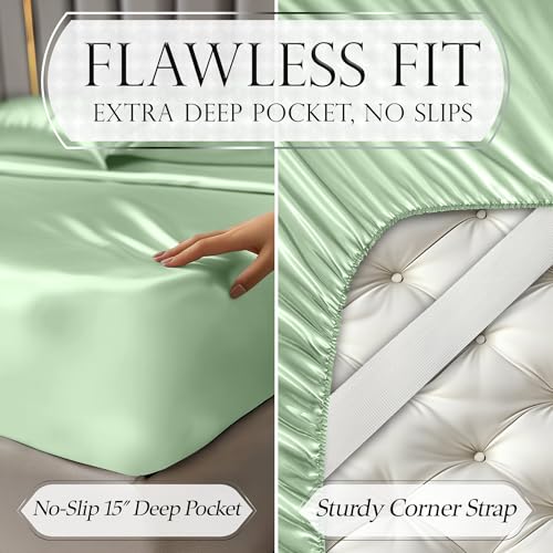 Image of DECOLURE Satin Sheets Twin Size | Softer Than Silk | Luxury 3 Pc Bed Set