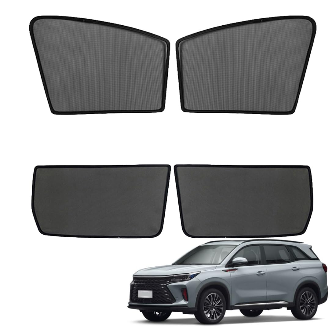 ZJIEX Parasol Coche Ventana Lateral Infantil para Glory 580 2022+ Parasol Ventana Cortinas Magnética Protección UV Solar para Bebé y Mascotas Negro,Front-Window+Rear-window-4PCS