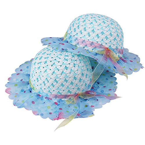 Girls Sunflower Straw Tea Party Hat Set (8 Pcs, Assorted Colors)