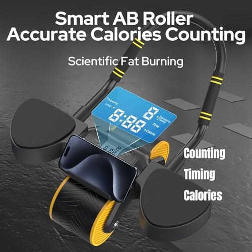 Halohop AB Roller Wheel With Calorie Record Counting Exercise Wheel For Abdominal Core Strength Training, Automatic Rebound,Premium Abdominal AB Roller With Phone Holder For Men Women,Black 3 513zoYIfp5L