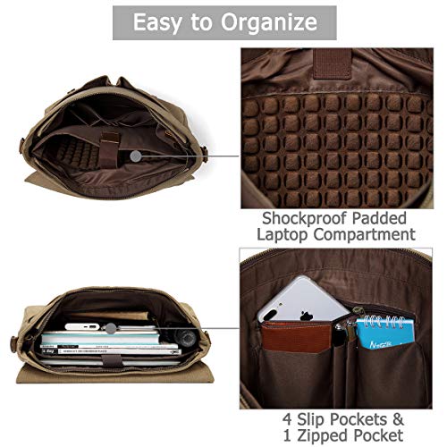 Bolso Mensajero para Hombre Kasqo, 15.6 Pulgadas, Lona Vintage miniatura 5