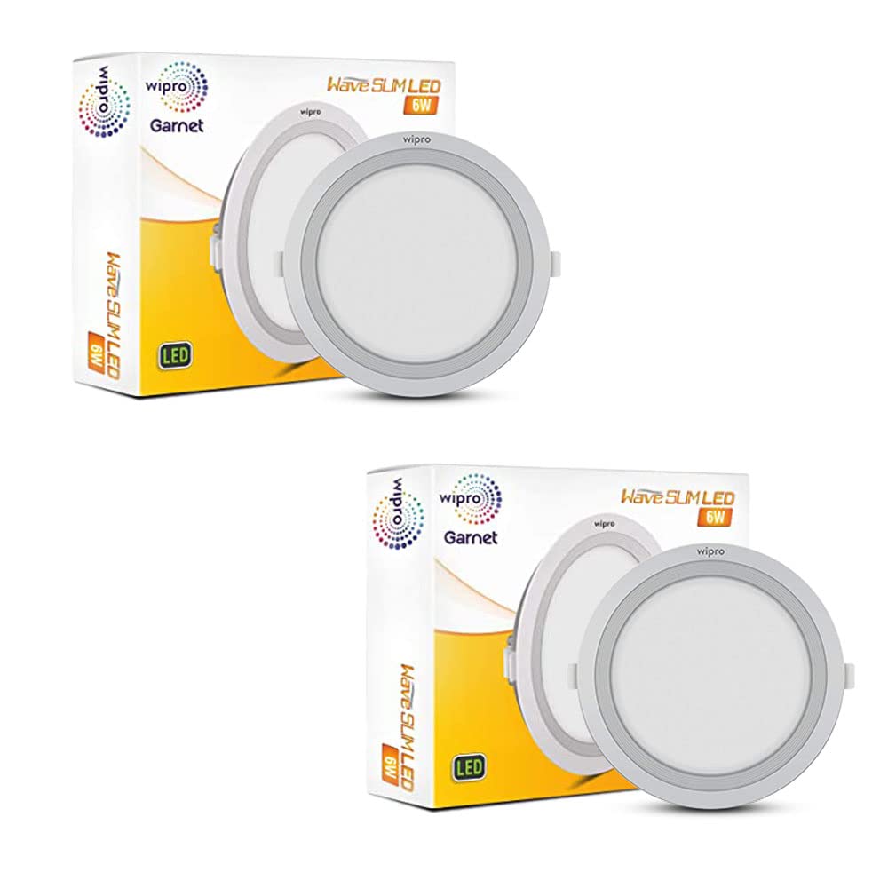 wipro Garnet 6W Round Led Wave Panel Light for Ceiling|Cool White Light (6000K)|Ultra-Slim Design|Recessed Down Light for False Ceiling|Pop Ceiling Light|Cutout - 100Mm|Pack of 2-image-32