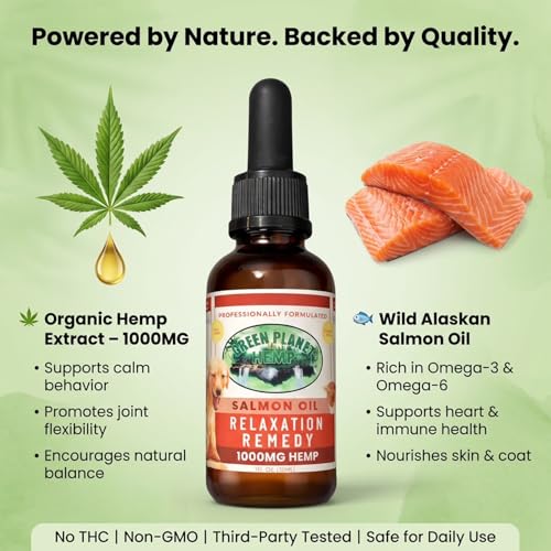 Image of Pet Hemp Oil |Dogs and Cats | Wild Alaskan Salmon Hemp Oil |Hip, Joint and Muscle Support | Aids with Skin, Coat, Anxiety, Stress and Pain | 1000 mg