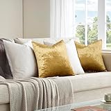 GIGIZAZA Cushion Covers 45x45CM Set of 4 Gold Ivory Velvet Throw Pillow Covers Decorative Luxury Pillows Square Pillowcases Soft Throw Covers for Living Room - Image 7