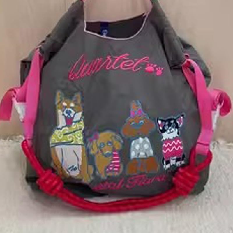 Bolso de hombro casual para mujer bordado con diseño de gato y Shiba Inu miniatura 5
