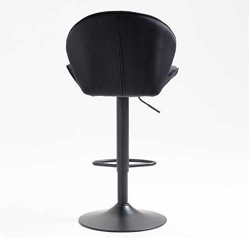 Miniatura 7 de i-POOK Juego de 2 taburetes de bar giratorios, altura de mostrador ajustable con base de metal negro, respaldo y reposapiés copetudos, sillas de bar