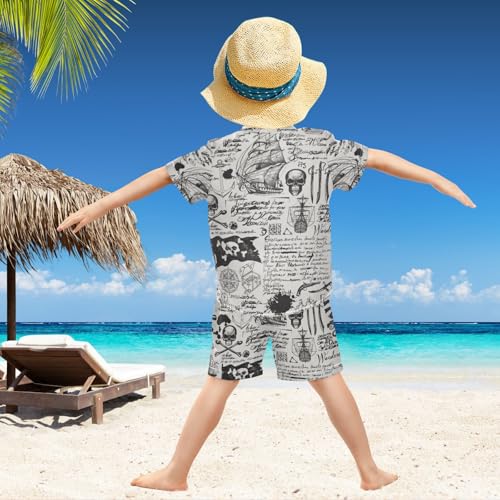 Image of visesunny Boys Hawaiian Shirt and Short Set Summer Outfit Kids 2 Piece Clothes Set 3-10Y