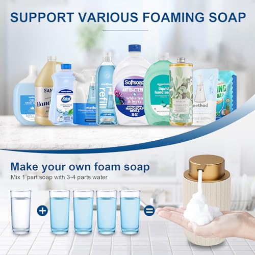 Image of Ceramic Foaming Soap Dispenser, 12 oz Bathroom Foam Hand Soap Dispenser, Refillable Lotion Soap Dispenser with Removable Pump for Kitchen Hand Wash Dispenser, Modern Home Decor(2Pack-Speckled Beige)
