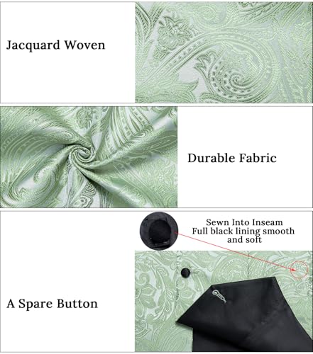 Image of DiBanGu Mens Paisley Suit Vest Silk Jacquard Waistcoat and Necktie Set Formal Shawl Collar Dress Vest 7PCS for Wedding Party