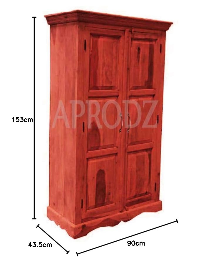 Image of APRODZ Mojo Sheesham Wood Two Door Wardrobe (Sheesham Wood - Honey)