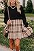 LEMAFER Womens Casual Dress Black Plaid Patchwork High Waist Sweatshirt Mini Dresses 2025 Fashion