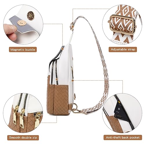 Image of Crossbody Sling Bag Purse for Women - Small Chest Fanny Pack Trendy Travel Faux Leather Cross Body Bags with Adjustable Strap