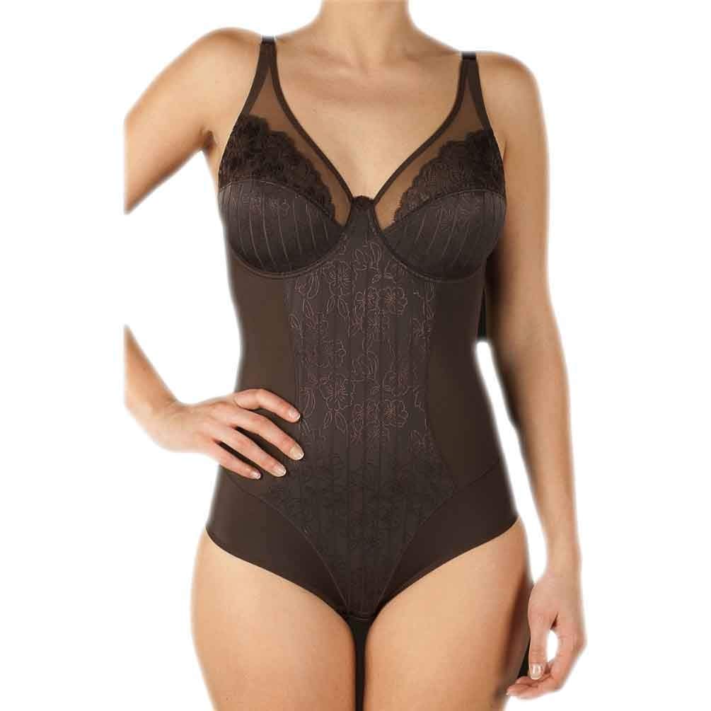 Selene, Body Mujer de Encaje con Motivo Floral, con Aros y Sin Relleno, Colección Mariluz