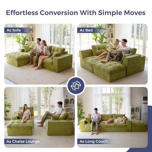 Image of MAXYOYO Sectional Sofa Couch and Chaise Lounge, L Shaped Modern Cloud Couch with Ottoman, Comfy Sofa with Layered Cushion, Tufted Upholstered Sleeper Chair for Living Room, No Assembly Required
