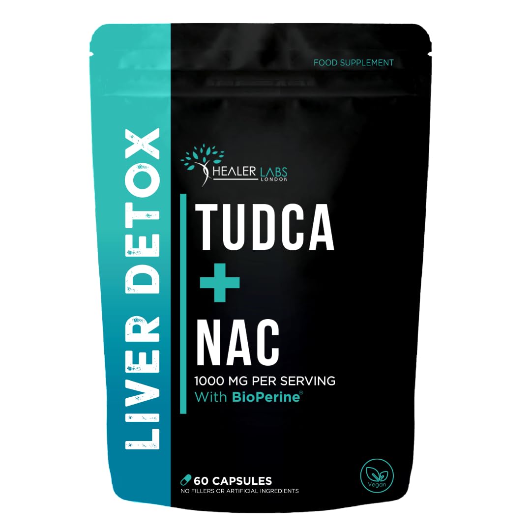 HEALER LABS LONDON TUDCA + NAC + Milk Thistle | 1000 MG | Liver Health Aid for Detox and Cleanse | Vegan | Non GMO | Easy to Swallow | Capsules | Tudca Bile Salt Supplement Powder | by