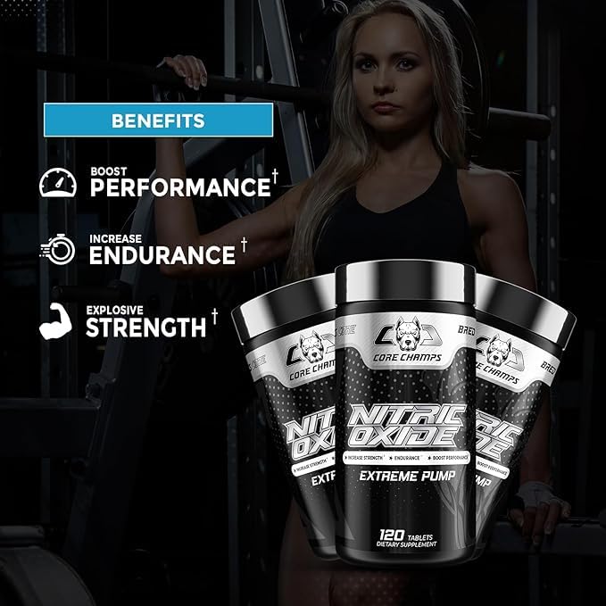 CORE CHAMPS Nitric Oxide, Strength, Extreme Pump - 120 Tablets