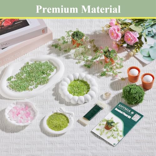 Image of PATPAT 1050Pcs+ Beads Kit for DIY Beaded Planter Kit, Green Glass Bead Hanging Plant Ornament Making Set with DIY Craft Supplies Tools for Home Decor and Garden Decor