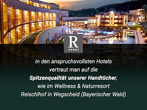ZOLLNER 6er Set Handtücher in 50x70 cm - Flauschige Badetücher aus Baumwolle - mit moderner Streifenbordüre - waschbar bis 95°C - mit praktischem Aufhänger - in weiß - Hotelqualität
