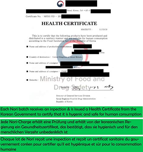 Fogli di alghe Nori Sushi - 50 fogli interi, 125