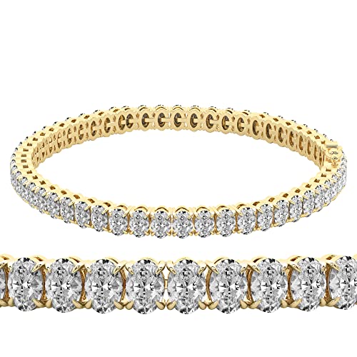 Friendly Diamonds Diamond Tennis Bracelet | 15 Carat Egl Certified Lab Grown Diamond Bracelet Line 7" | 14K In Yellow Gold | Everlyn Oval Lab Diamond Tennis Bracelet | Fg-Vs1-Vs2 Quality #TOP11