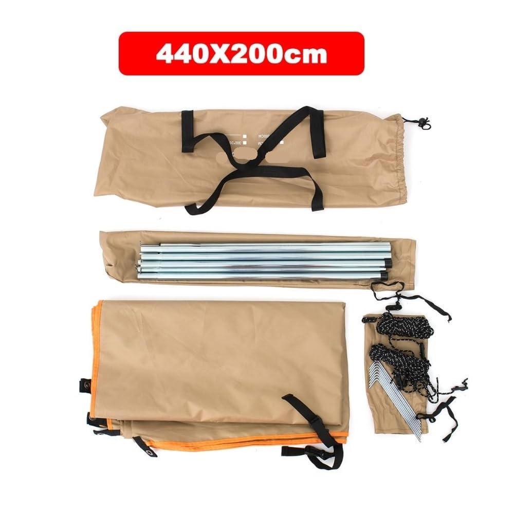 Toldo Caravana,Toldo Furgoneta Camper Toldo Lateral for Coche de 440 x 200 cm, for Tienda de campaña, Impermeable, con protección UV y protección contra la Lluvia.(Khaki)