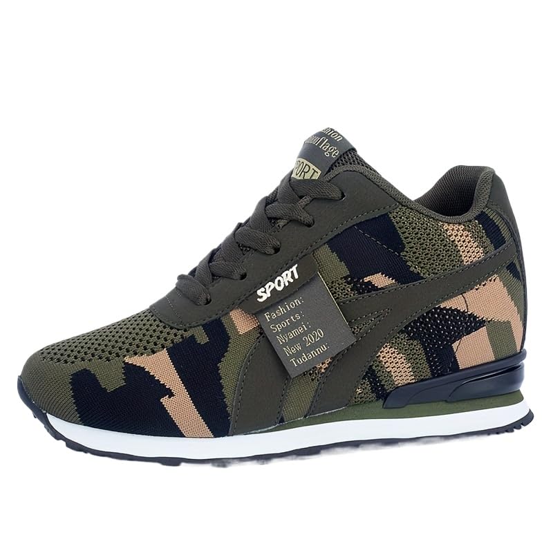 Stylish Camouflage Pattern Sneakers - Soft Cushioning, Breathable, Secure Closure, Fashion Lace Up - Ladies Comfortable Outdoor Hiking Trail Casual Wear Shoes
