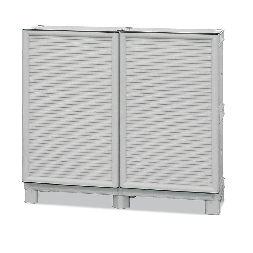 Art Plast ZA2547 Armario de Altura Completa en Polipropileno, con Puertas de Color Azul L 1000 x P 390 x H 920 mm, Blanco, 100x39x92 cm