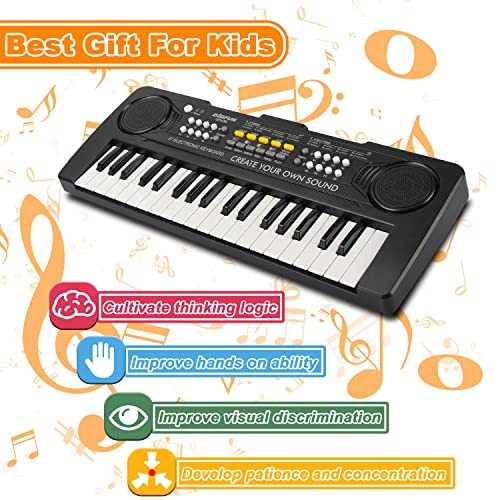 Eooleow Kids Piano Keyboard, 37 Keys Music Keyboard Piano For Kids, Learning Educational Toddler Keyboard Toys For Kids Ages 3-8 (Black) #TOP2