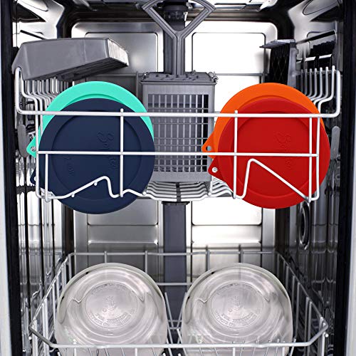 SOPHICO Round Silicone Lids for Anchor Hocking & Pyrex Bowls - Navy Blue & Mint, 4 Pack