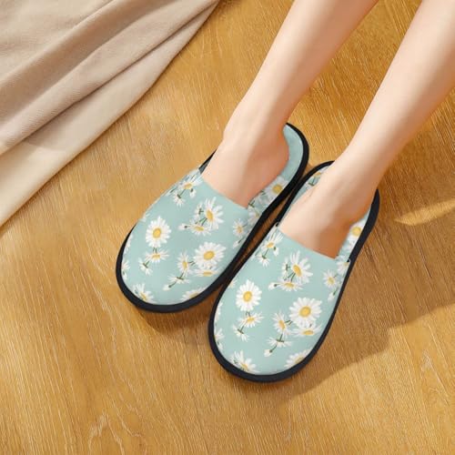 Floral Daisy Print House Slippers For Women And Men,Soft Slippers With Memory Foam,Non-Slip Indoor Home Shoes4