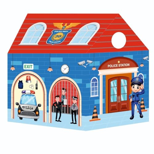Image of Colorfull and Light Weight Children Play Tent House for 3-10 Years Old Kids Girls and Boys Light Weight and Foldable Children Toys, Indoor and Outdoor Kid Tent House (Doll) (Police)
