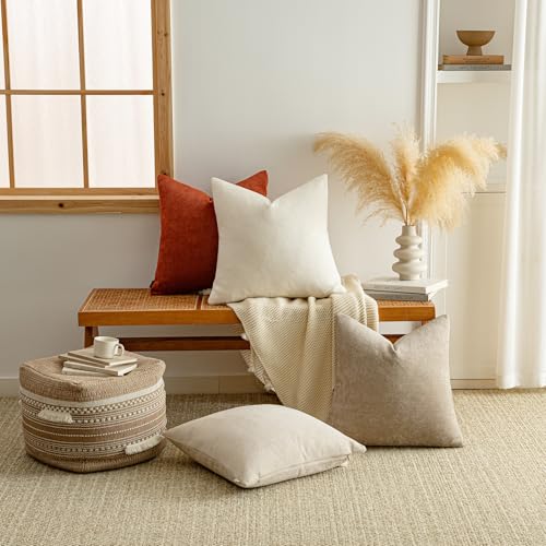 Image of a moment Pack of 2 Decorative Chenille Throw Pillow Covers with Twill Cushion Covers for Sofa Living Room Couch Bed 16x16 Inch Rust