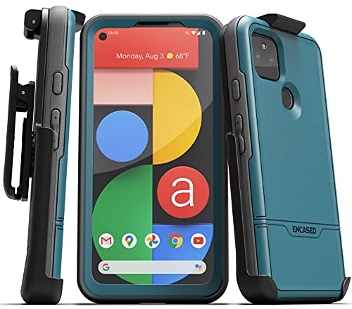 Coque Google Pixel 5a 5G intégrale avec clip ceinture bleu RebelShield Encased