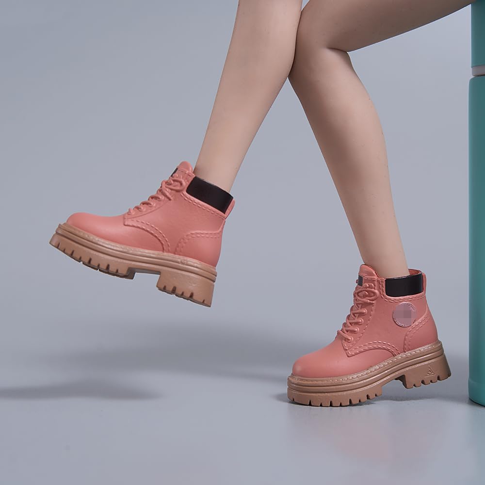 Fremego 1/6 Scale Female Shoes,Plastic Solid Climbing Boots Shoes Thick Soled Boots Model Accessory for 12inch Female Action Figure Body (Pink)