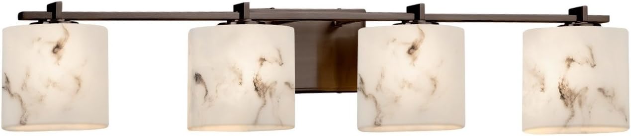 Justice Design Group Lighting FAL-8444-30-CROM Lumenaria Era 4-Light Bath Bar Finish with Faux Alabaster Oval Shade, Polished Chrome