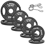 Fitvids Cast Iron 2-Inch Olympic Plate Weight Plate for Strength Training and Weightlifting, Multiple Sizes