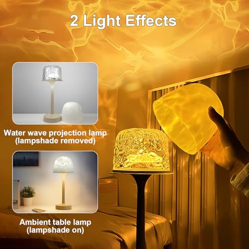 YATOSEEN Kabellose Wellenprojektor – Wasserdichte Badezimmerlampe mit 16-Farben-Stimmungslicht, Duschleuchte mit Touch- und Fernbedienung, Wasserwellenlicht für Badezimmer/Badewanne/Schlafzimmer