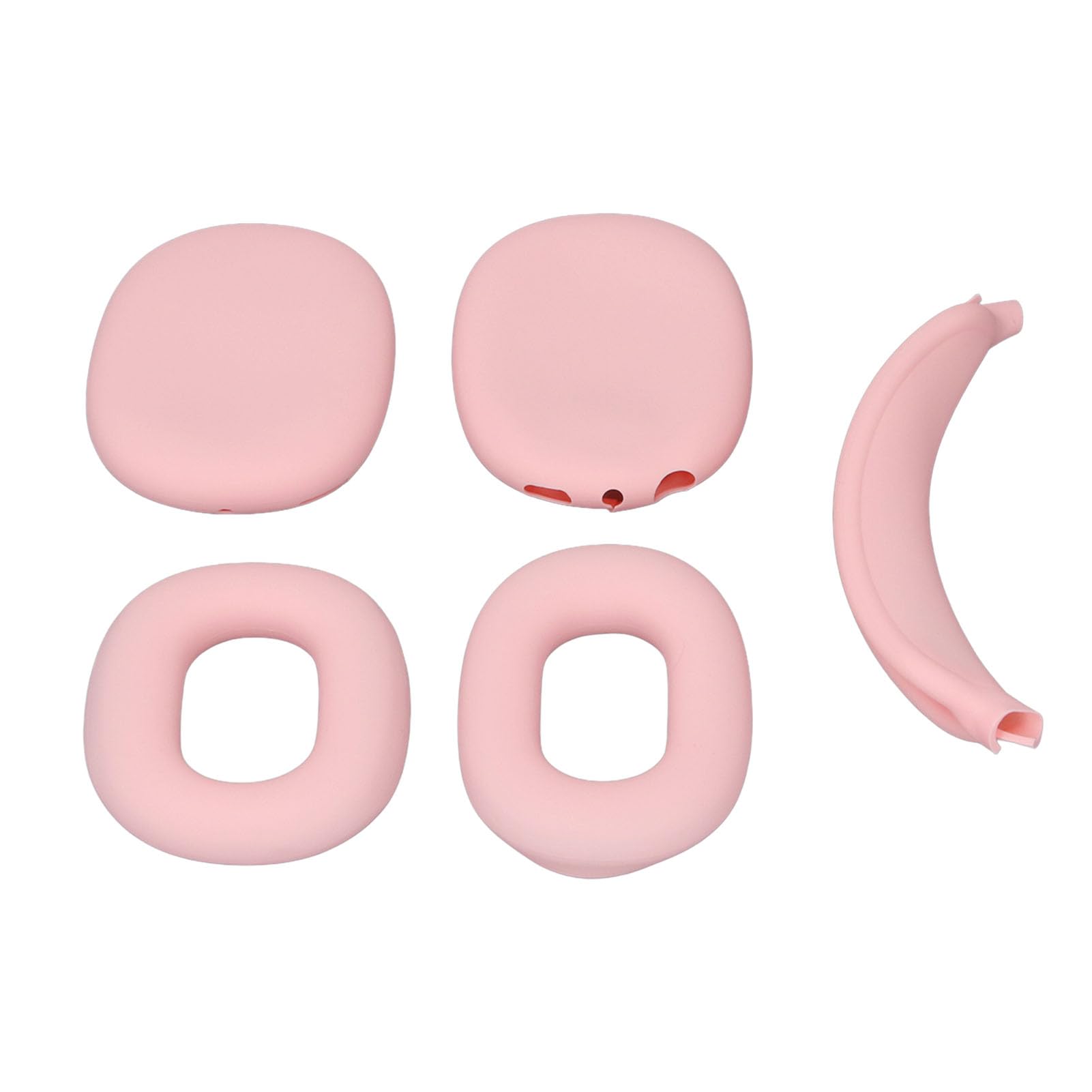 Custodia Rigida per Cuffie con Rivestimento in Silicone per Cuscinetti, Custodia Protettiva 3 in 1 per Cuffie USB C con Tasca per Caricatore (Rosa chiaro)