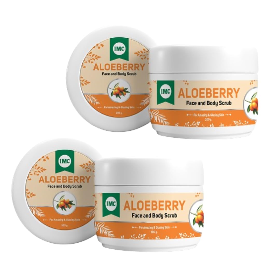 IMC Herbal Aloeberry face & Body Scrub Optimum Option with Goodness of Aloe Vera and other Natural Herbs | 200gm each | Pack of 2 | Provides Amazing and Glazing Skin.
